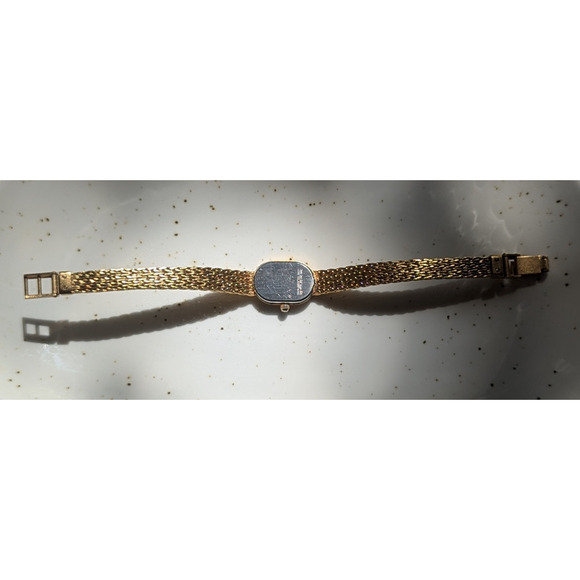 Vintage Longines L960 AO Gold Dial Quartz Womens Watch Gold Plated Mesh Bracelet